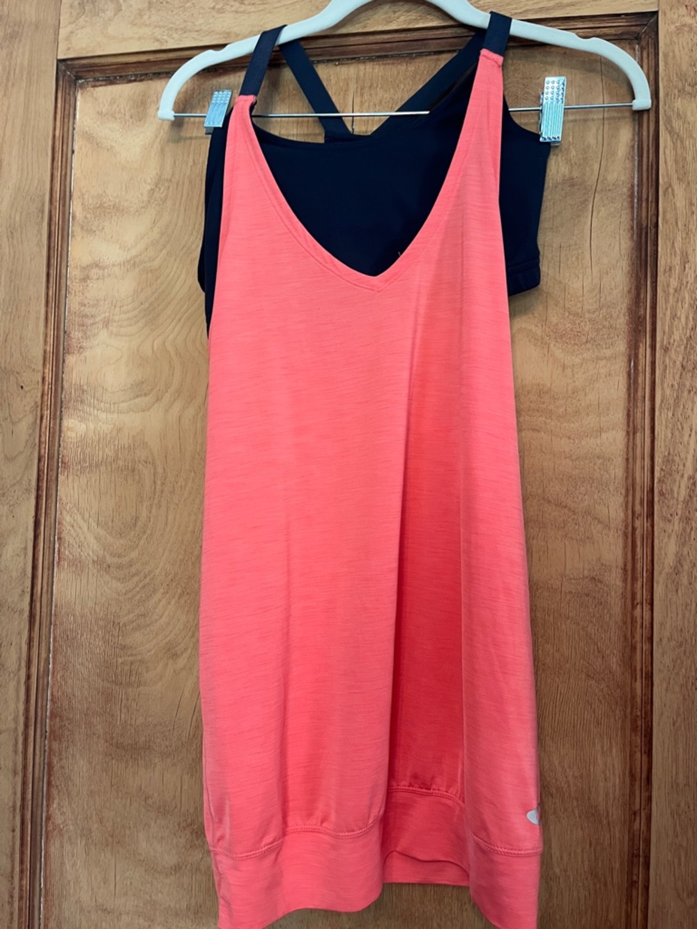 Oakley Coral Outer Tank with Navy Blue Built-In Shelf Bra